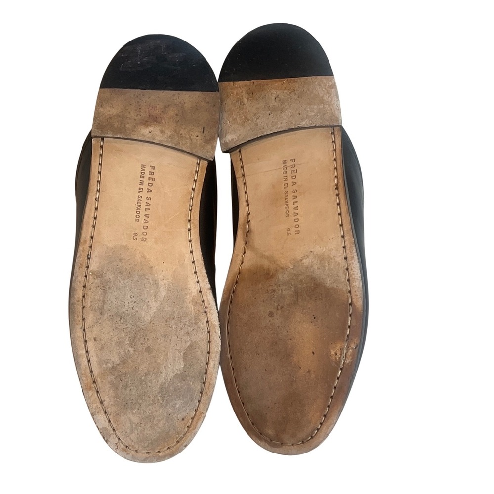 FREDA SALVADOR Temi Shearling Lined Mules Black Leather Penny Loafer Slides 9.5 - Picture 6 of 9